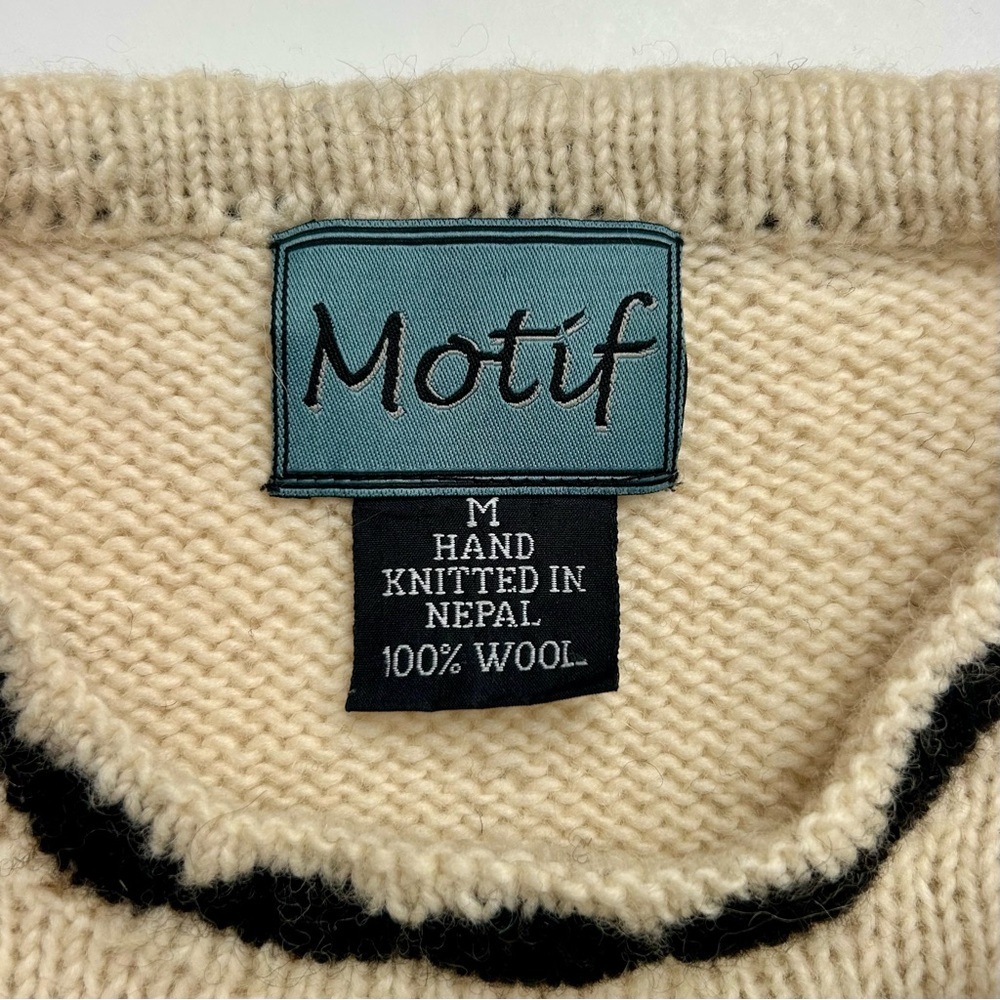 Motif Vintage 90s Wool Intarsia Moose Bear Chunky Knit Intarsia Sweater Size M - Picture 13 of 15